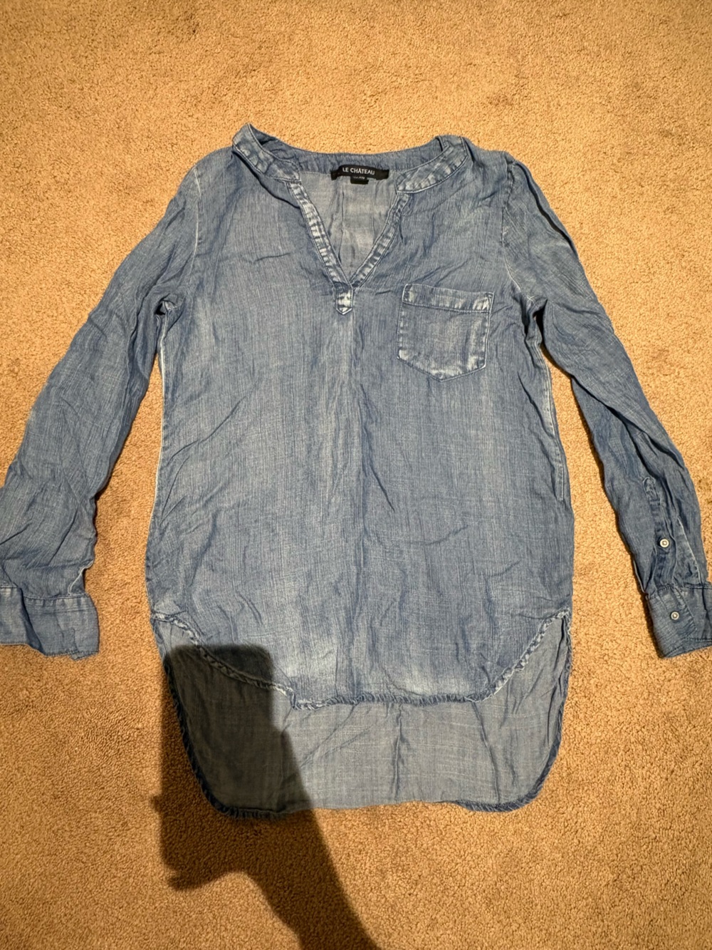 le chateau Light Blue Denim-Style Button-Front Tunic size xxs
